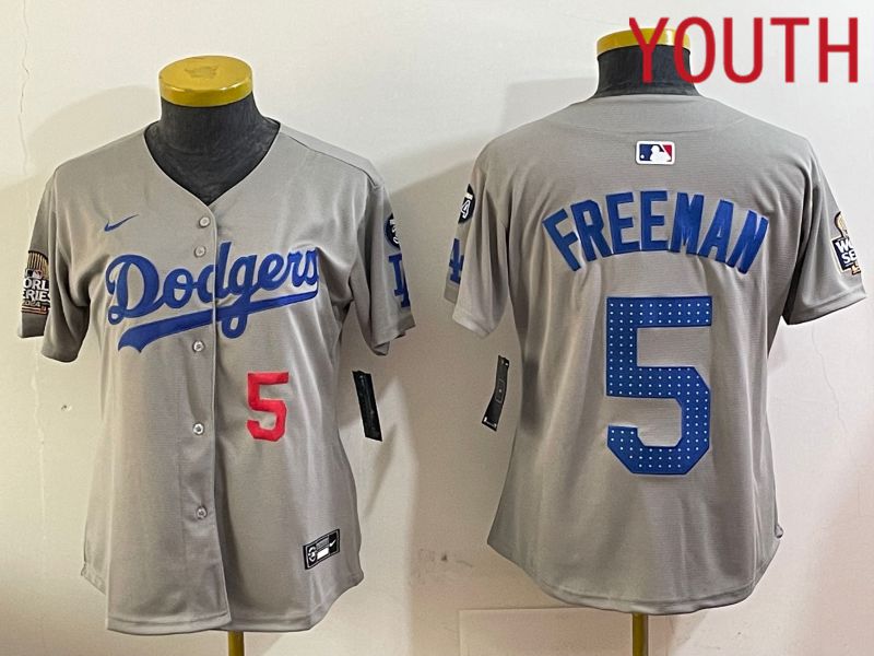 Youth Los Angeles Dodgers #5 Freeman Grey Game 2024 Nike MLB Jersey style 12052